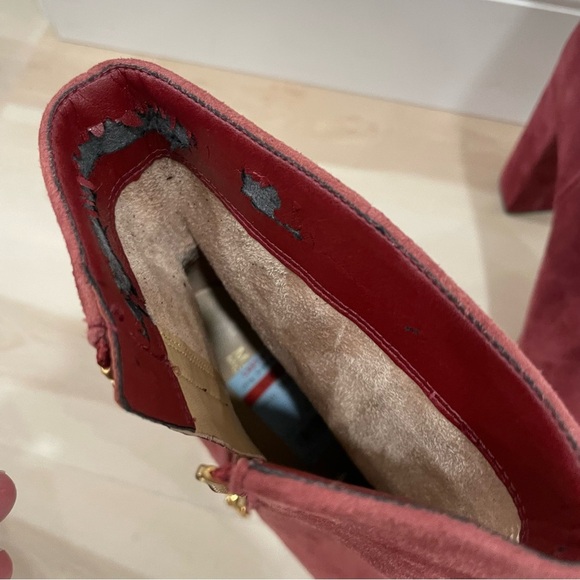 MICHAEL Michael Kors Size 9 Frenchie Platform Booties *Flaw* Burgundy Suede - Picture 8 of 15